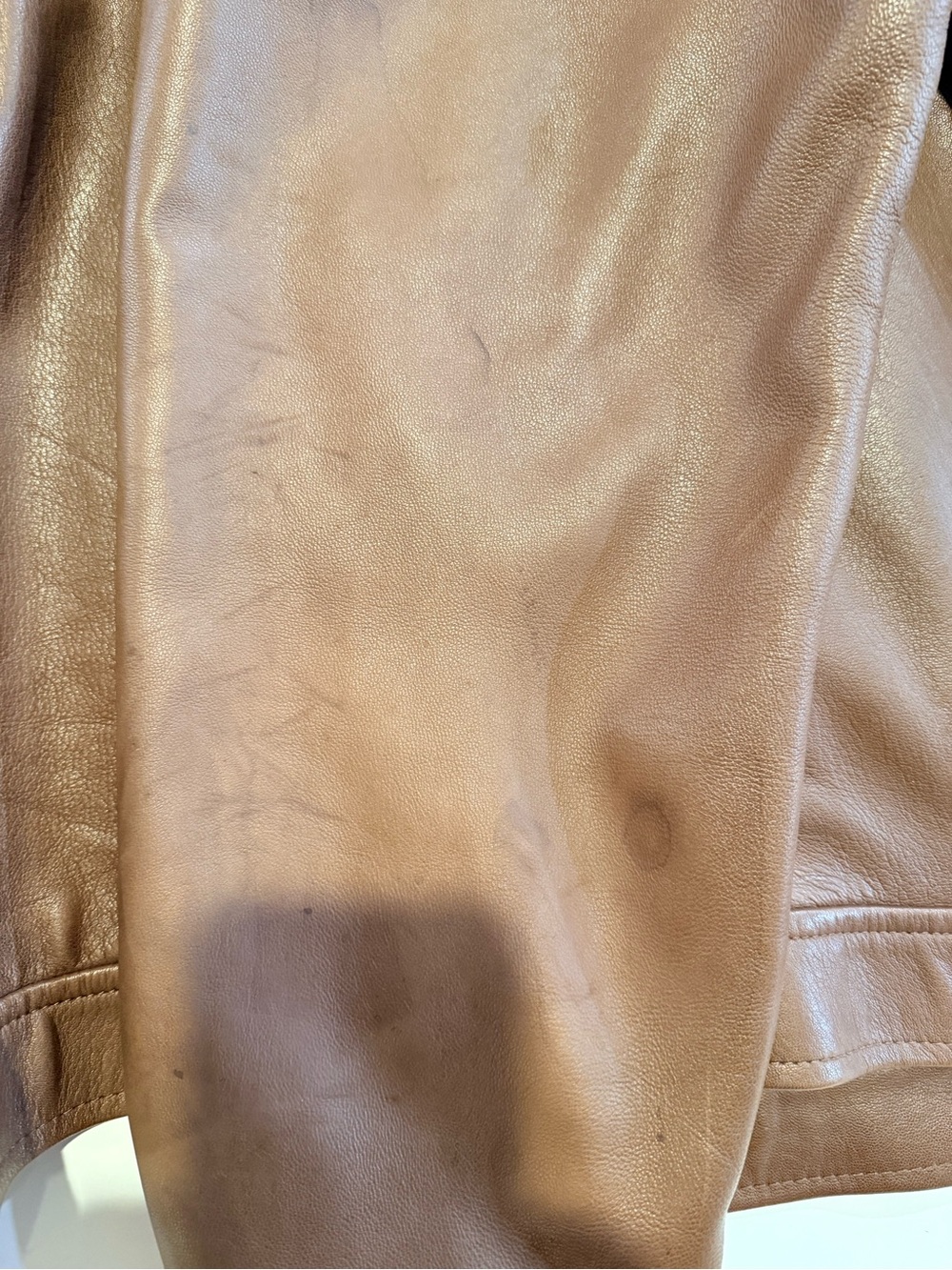 Polo by Ralph Lauren Tan Leather Bomber Jacket - Picture 4 of 5